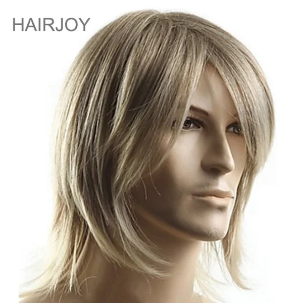 Wigs for Men: Medium Length Straight Synthetic Cosplay, Heat Resistant Fiber