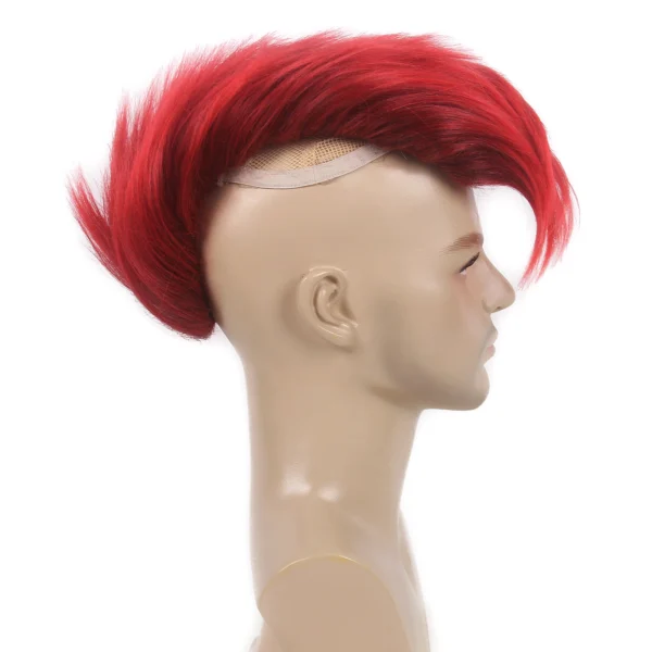 Wigs for Men: Red & Black Halloween Mohawk Short Cosplay Wig - Image 4