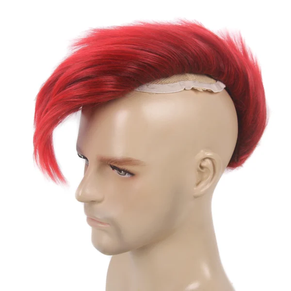 Wigs for Men: Red & Black Halloween Mohawk Short Cosplay Wig - Image 5