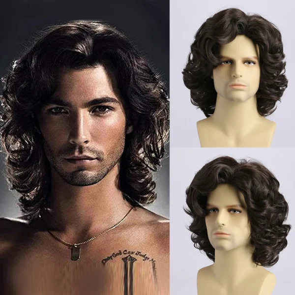 14 Inch Short Brown Wigs for Men: Natural Fluffy Cosplay Wig