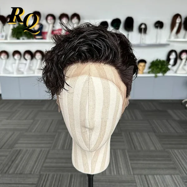 Pre-styled full lace wigs for men with virgin human hair