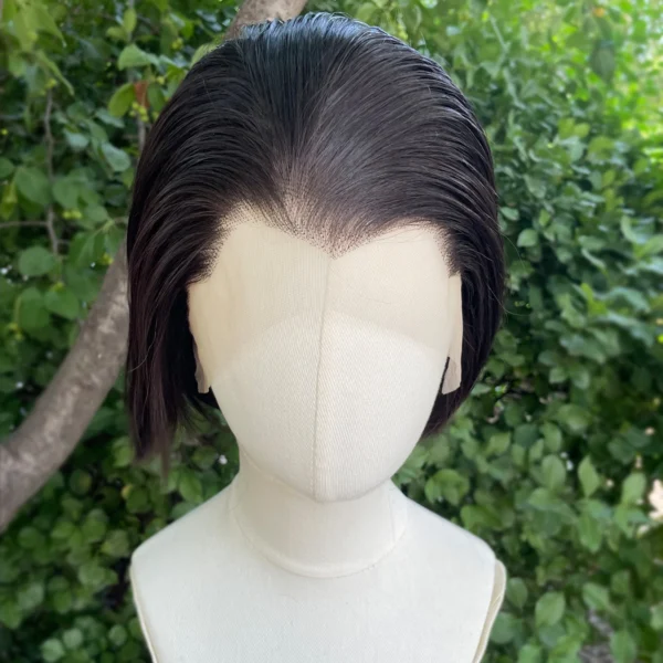 Widow's Peak Short Bob Synthetic Lace Front Wigs for Men