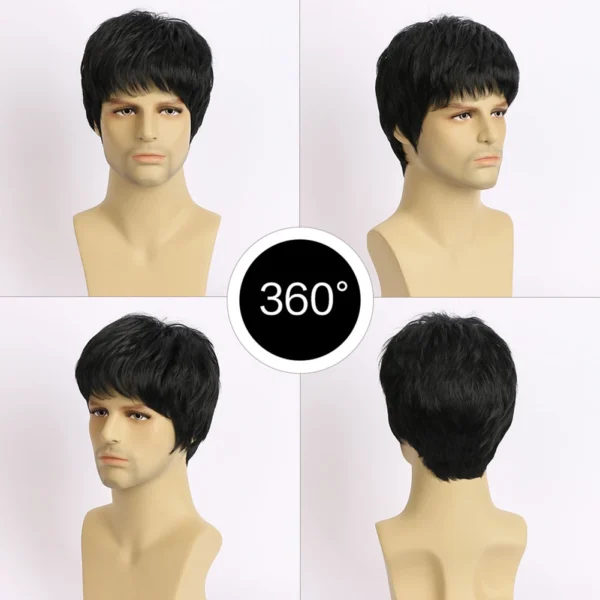 Fashion Wigs for Men: Breathable Synthetic Short Hair, Adjustable Size - Image 2