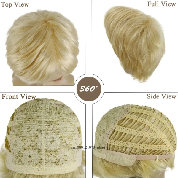 Short Blonde Synthetic Straight Wig For Men With Bangs Cosplay Style - Image 4