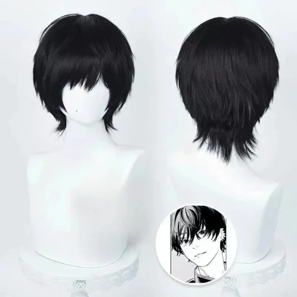 Anime Chainsaw Man Yoshida Hirofumi Wigs for Men, Short Black