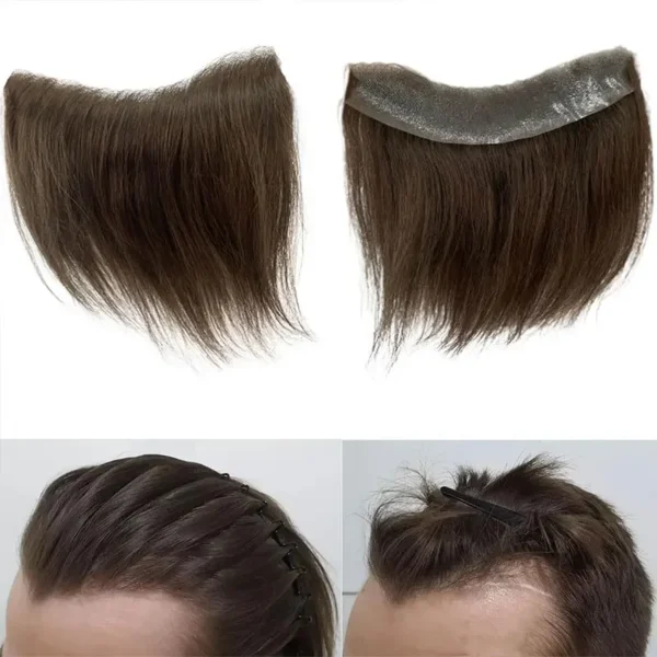 Ultra Thin Skin Wigs for Men Brown Front Hairline Topper