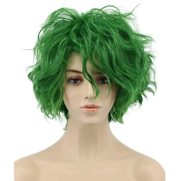 Wigs for Men: Fluffy Short Bob Curly Green Cosplay Anime Wig