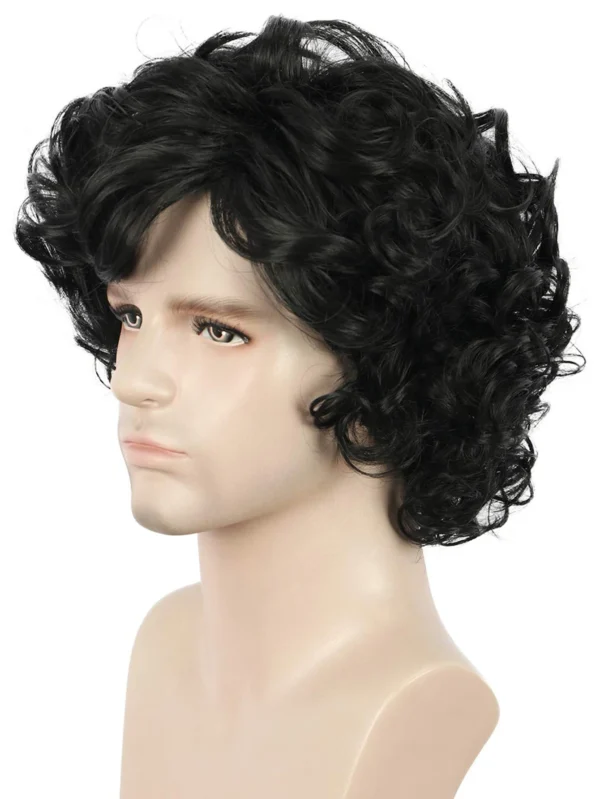 10-Inch Brown Short Curly Synthetic Wigs for Men, Daily & Halloween Use - Image 2