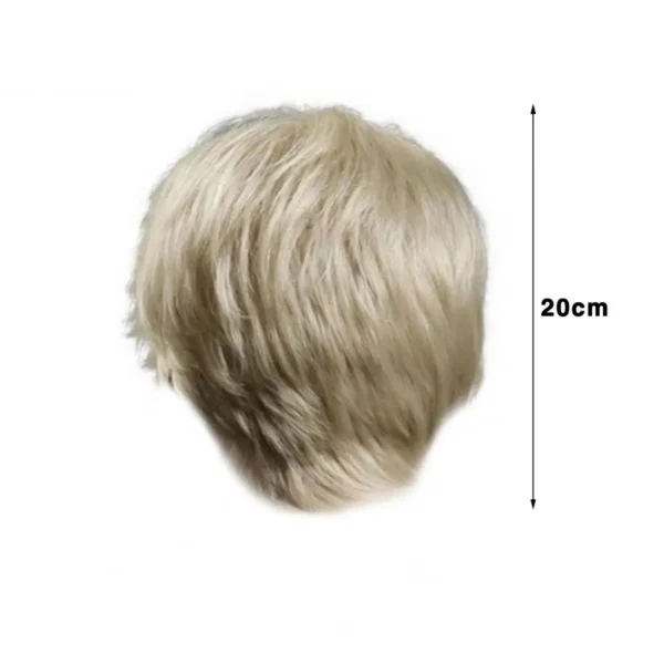 Blonde short wigs for men, synthetic hair with side part bangs, natural fluffy style - Image 6