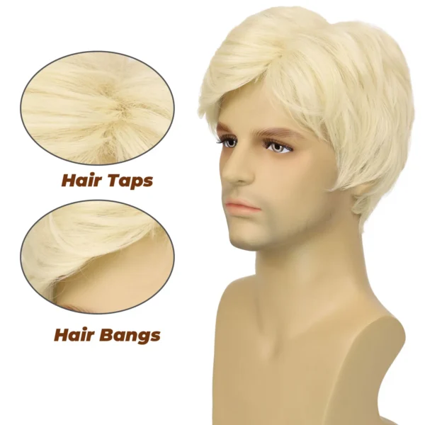 Wigs for Men: Synthetic Short Blonde Layered Wig for Cosplay & Halloween - Image 5