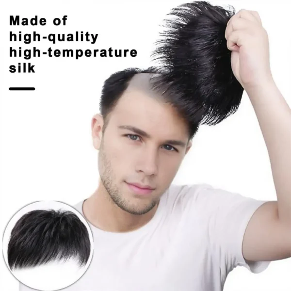 Realistic Synthetic Wigs for Men with Bangs and Gray Coverage