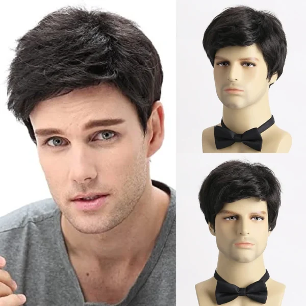 Wigs for Men: Short Natural Curly Heat-Resistant Synthetic Wig