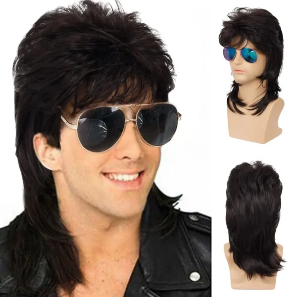 Synthetic Blonde Mullet Wigs for Men: Costume Party Cosplay Accessory