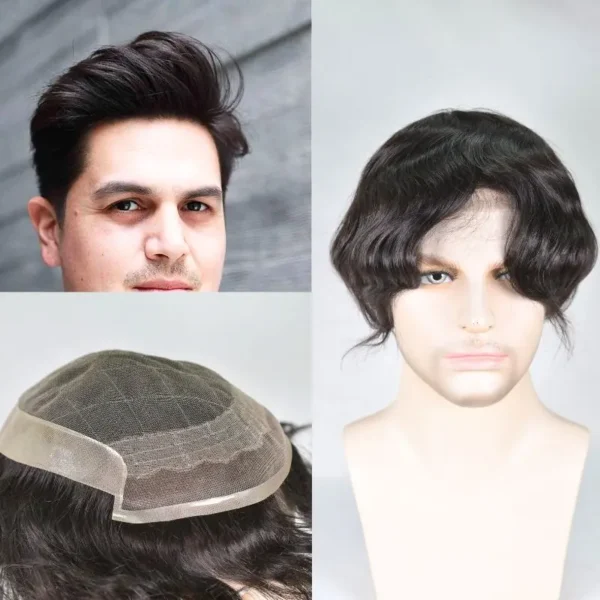 Wigs for Men: 9x7 OCT Lace Toupee with PU, European Hair