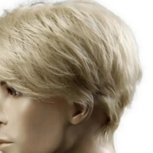 Blonde short wigs for men, synthetic hair with side part bangs, natural fluffy style - Image 3