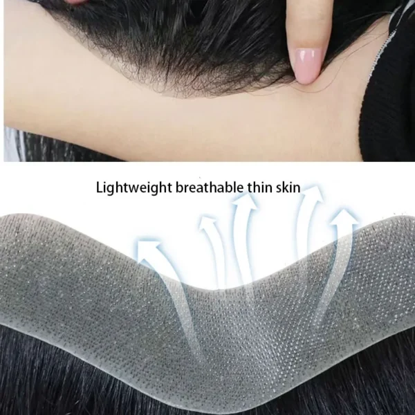 D Style 6-Inch Men's Toupee PU Skin V Loop Hair Replacement System - Image 5