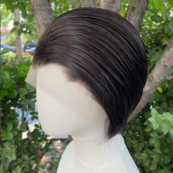 Widow's Peak Short Bob Synthetic Lace Front Wigs for Men - Image 4