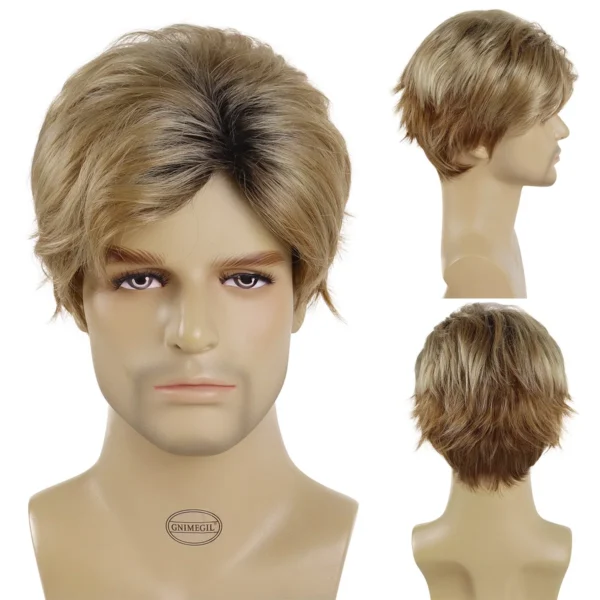 Fashionable Wigs for Men: Short Ombre Synthetic Wig with Bangs