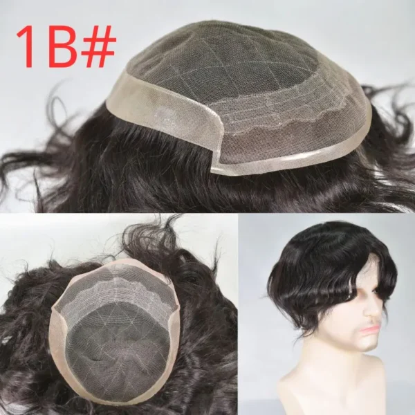 Wigs for Men: 9x7 OCT Lace Toupee with PU, European Hair - Image 2