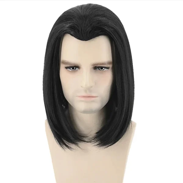 Black Vampire Wig, Short Straight Synthetic Wigs for Men, Cosplay Style