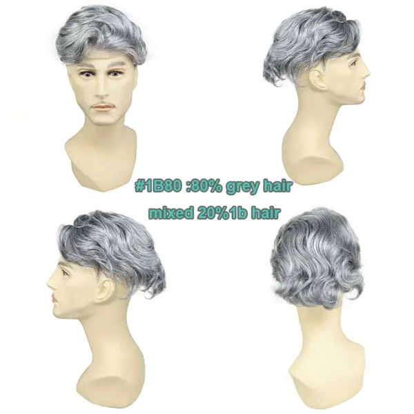 Natural Hairline Wigs for Men with Mono Base and PU Front - Image 3